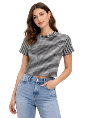 No Boundaries Black and White Striped Knit Top
